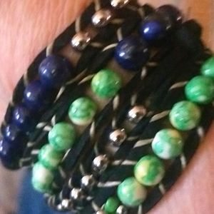 Seahawk handmade stone wrap bracelet